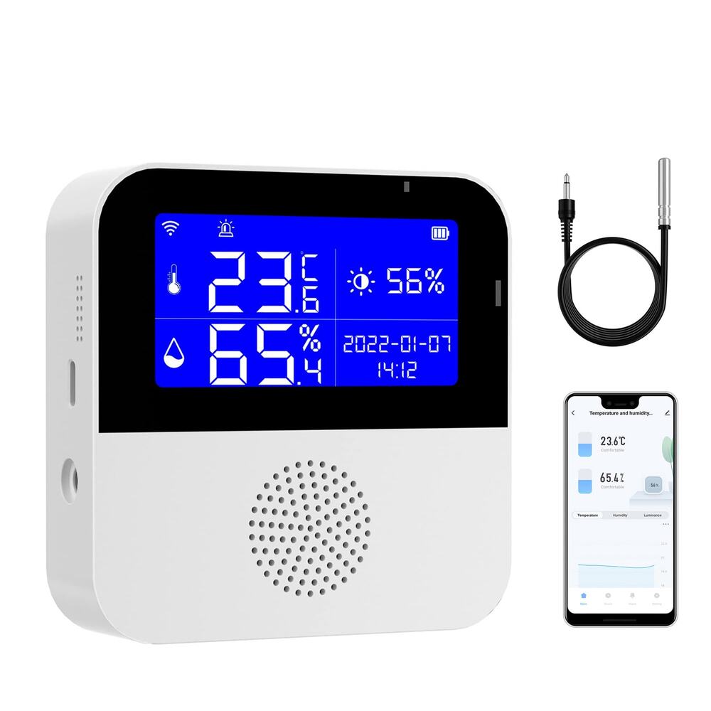 WiFi Thermometer Hygrometer with Waterproof Probe